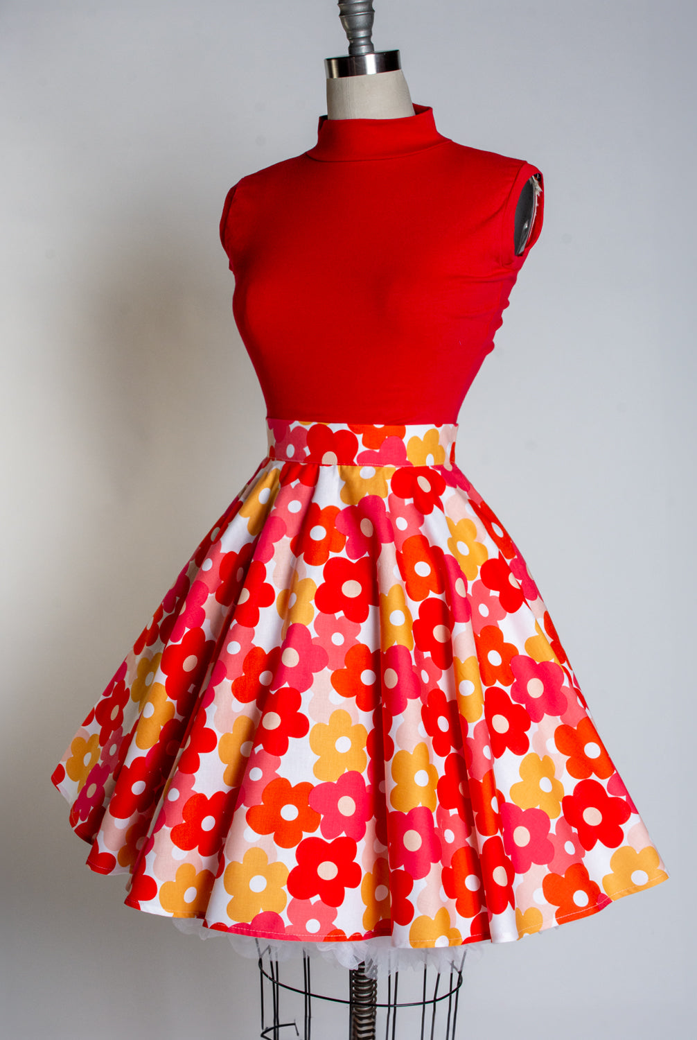 MB Circle Skirt - Pop Flower, Red