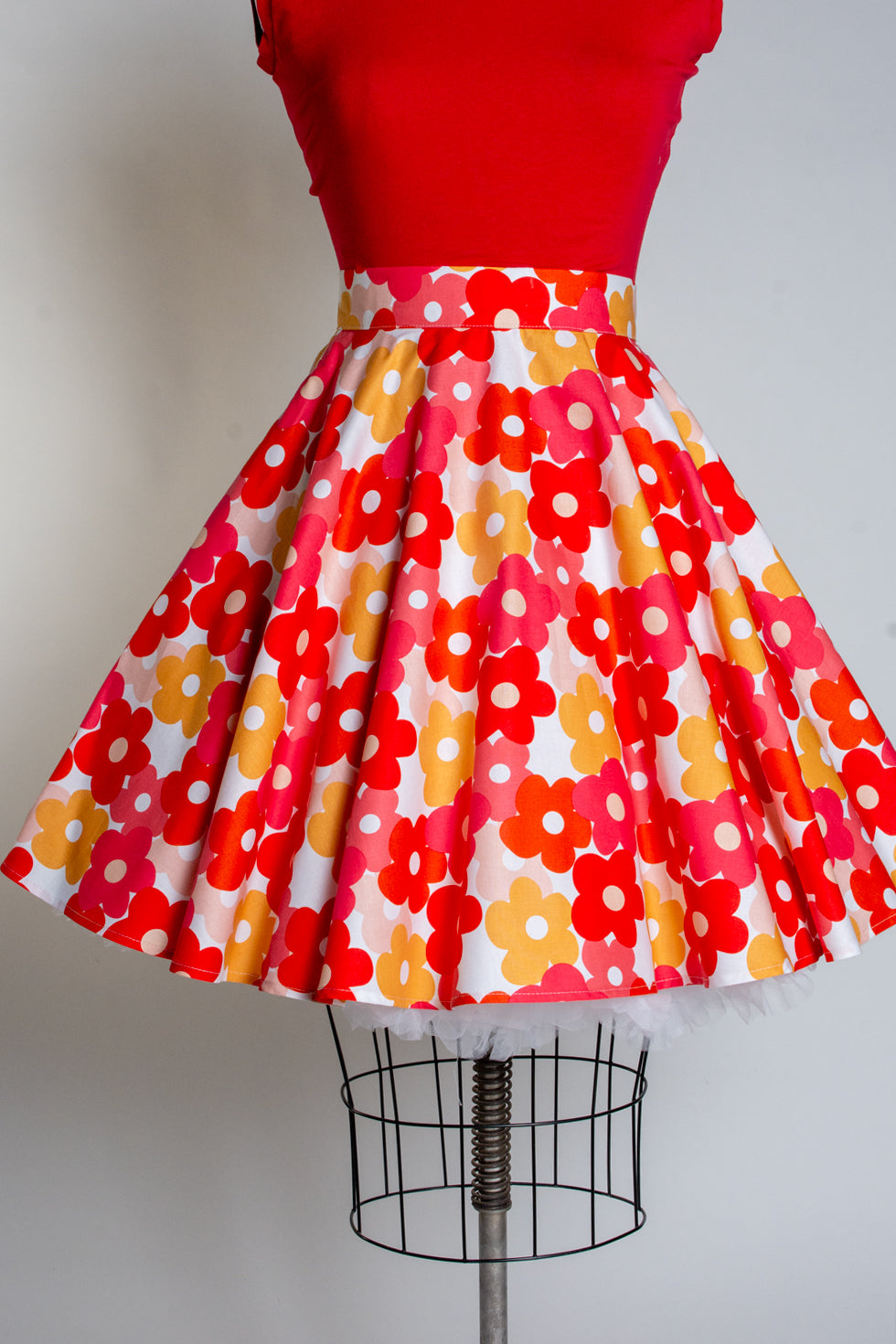 MB Circle Skirt - Pop Flower, Red