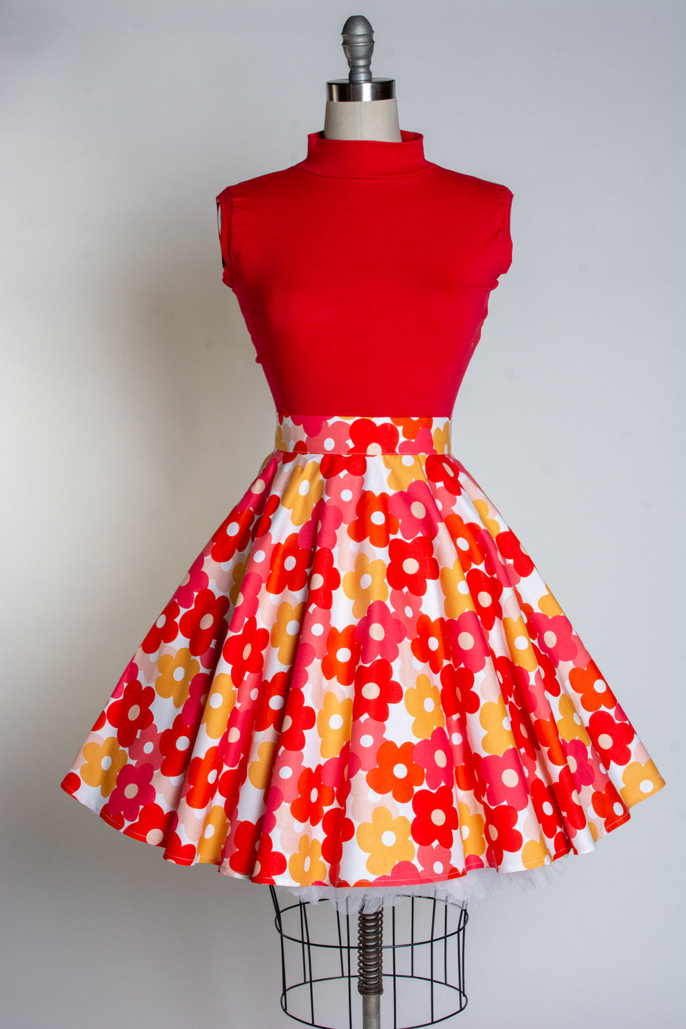 MB Circle Skirt - Pop Flower, Red