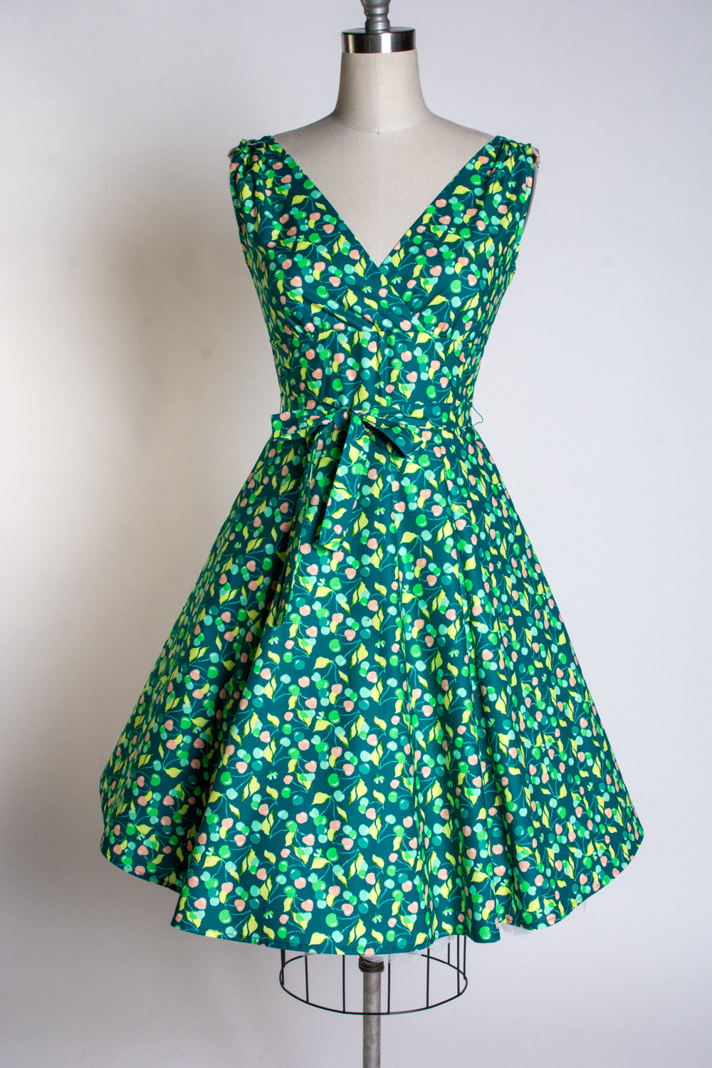 Marie Dress - Green Cherries