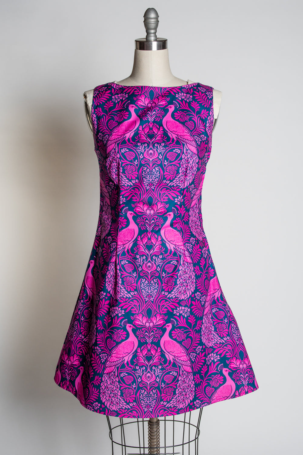 Nancy Shift Dress - Peacock Damask, Pink