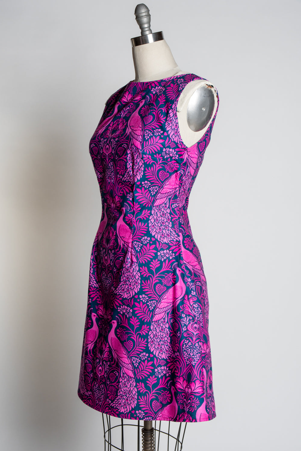 Nancy Shift Dress - Peacock Damask, Pink