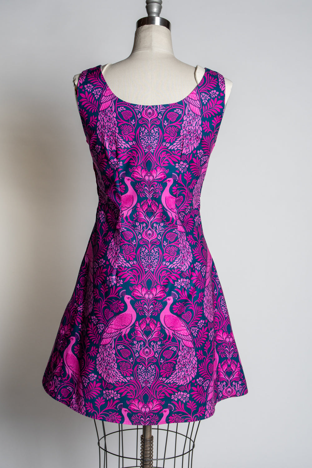 Nancy Shift Dress - Peacock Damask, Pink