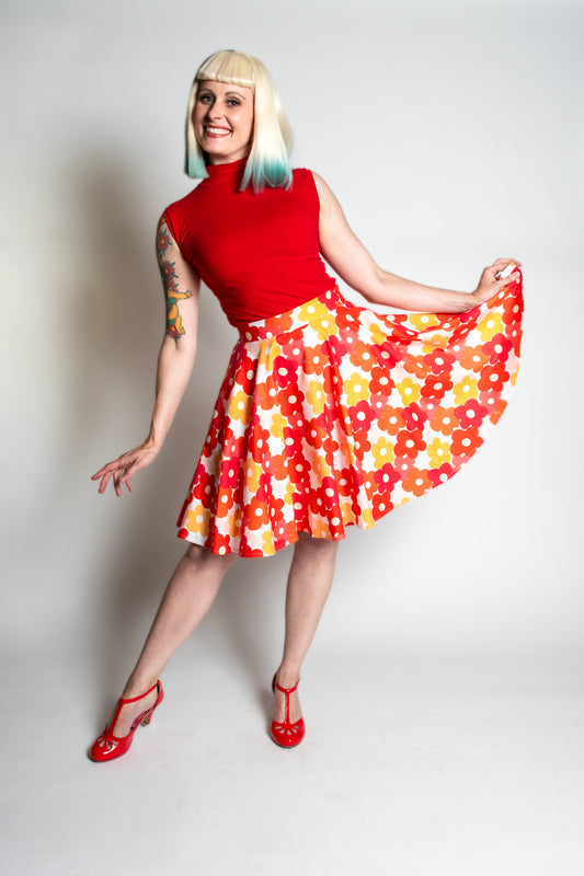 MB Circle Skirt - Pop Flower, Red