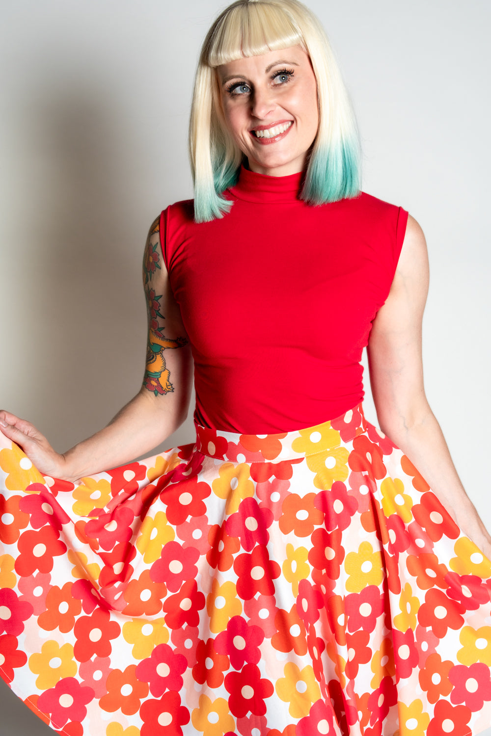 MB Circle Skirt - Pop Flower, Red