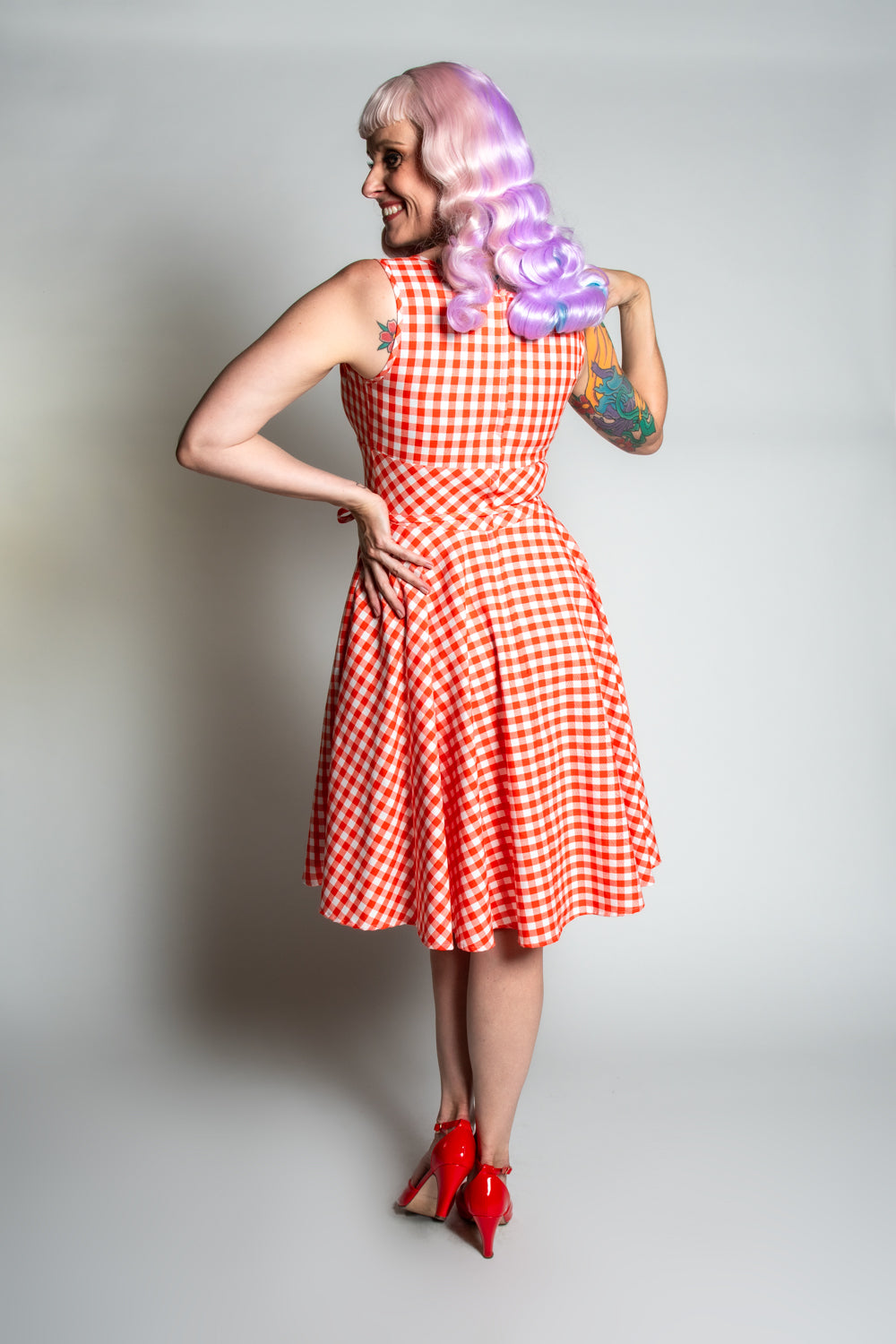 Serena Swing Dress- Tomato Gingham