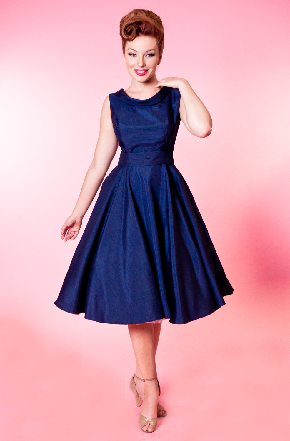 Suzette Dress - Shantung, Navy