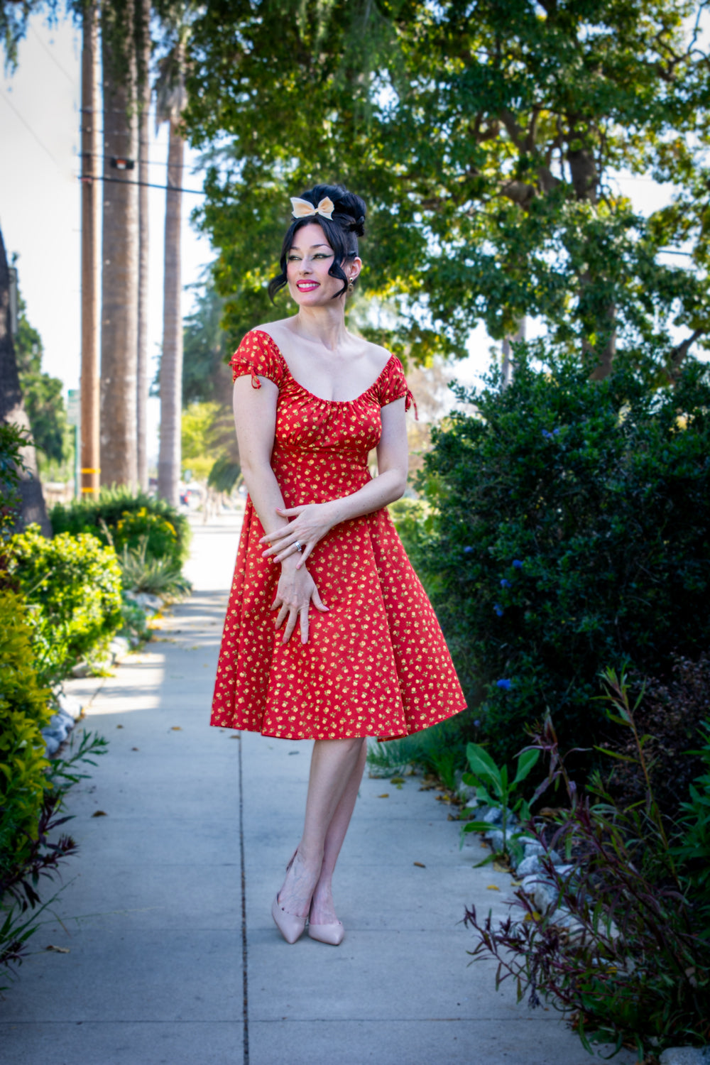 Hilda Dress - Little Roses, Carnelian *sale