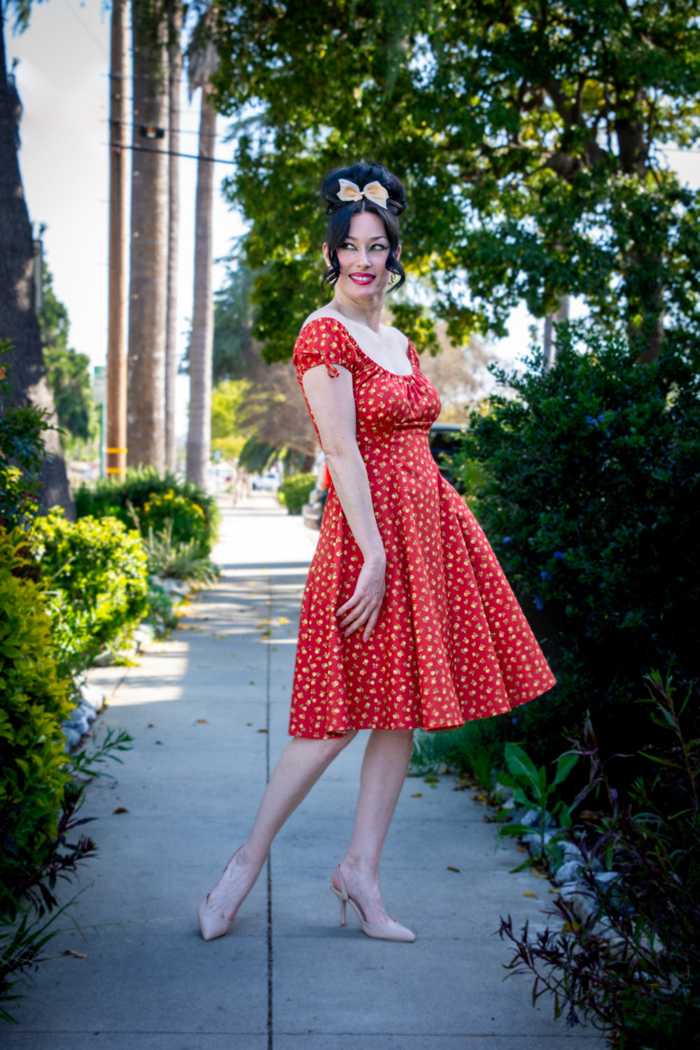 Hilda Dress - Little Roses, Carnelian *sale