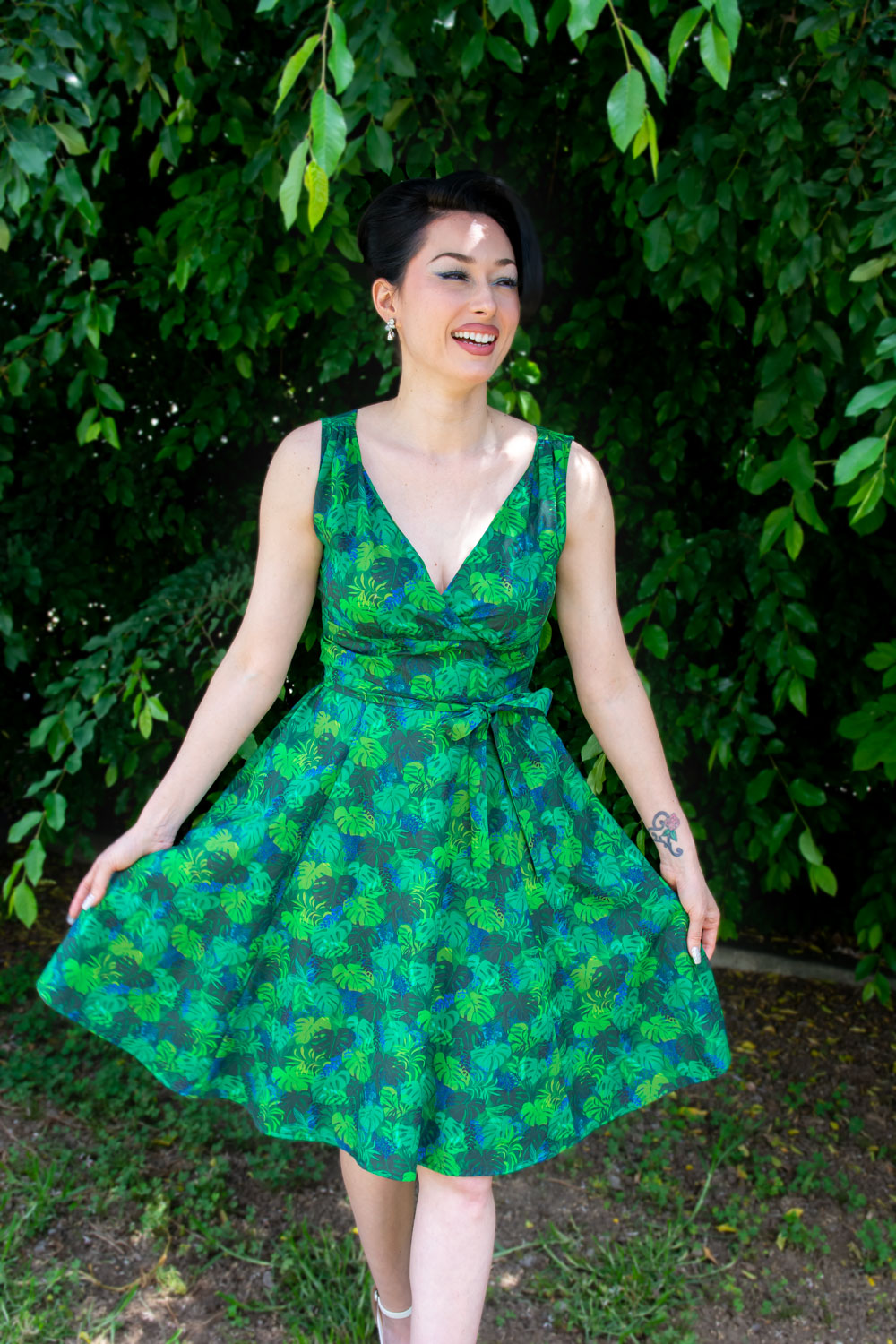 Marie Dress - Monstera Leaf