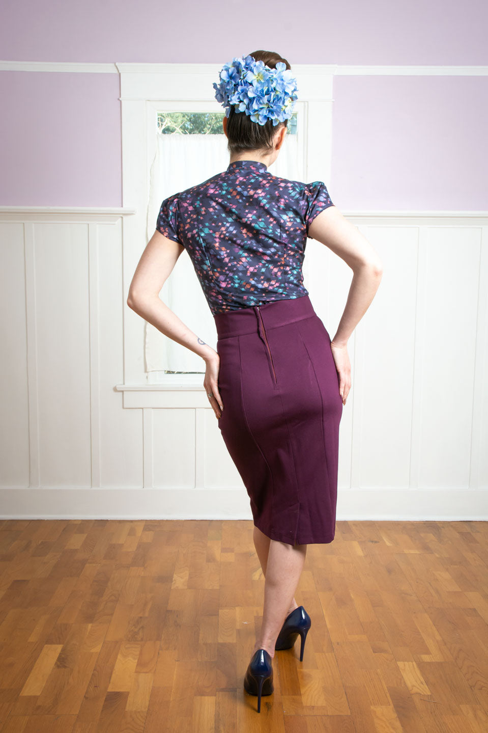 Princess Pencil Skirt - Burgundy