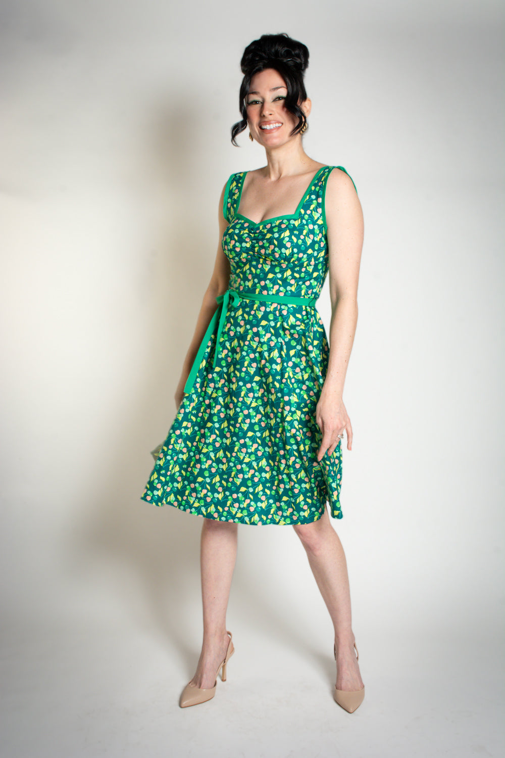 Sadie Dress- Green Cherries