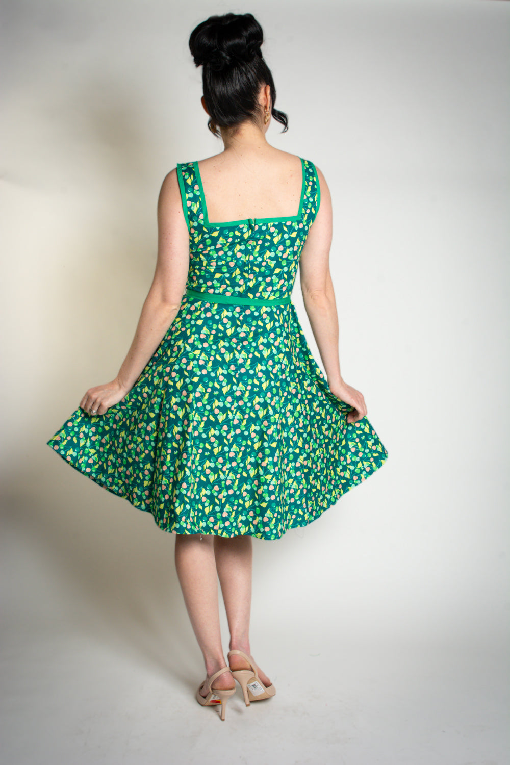 Sadie Dress- Green Cherries