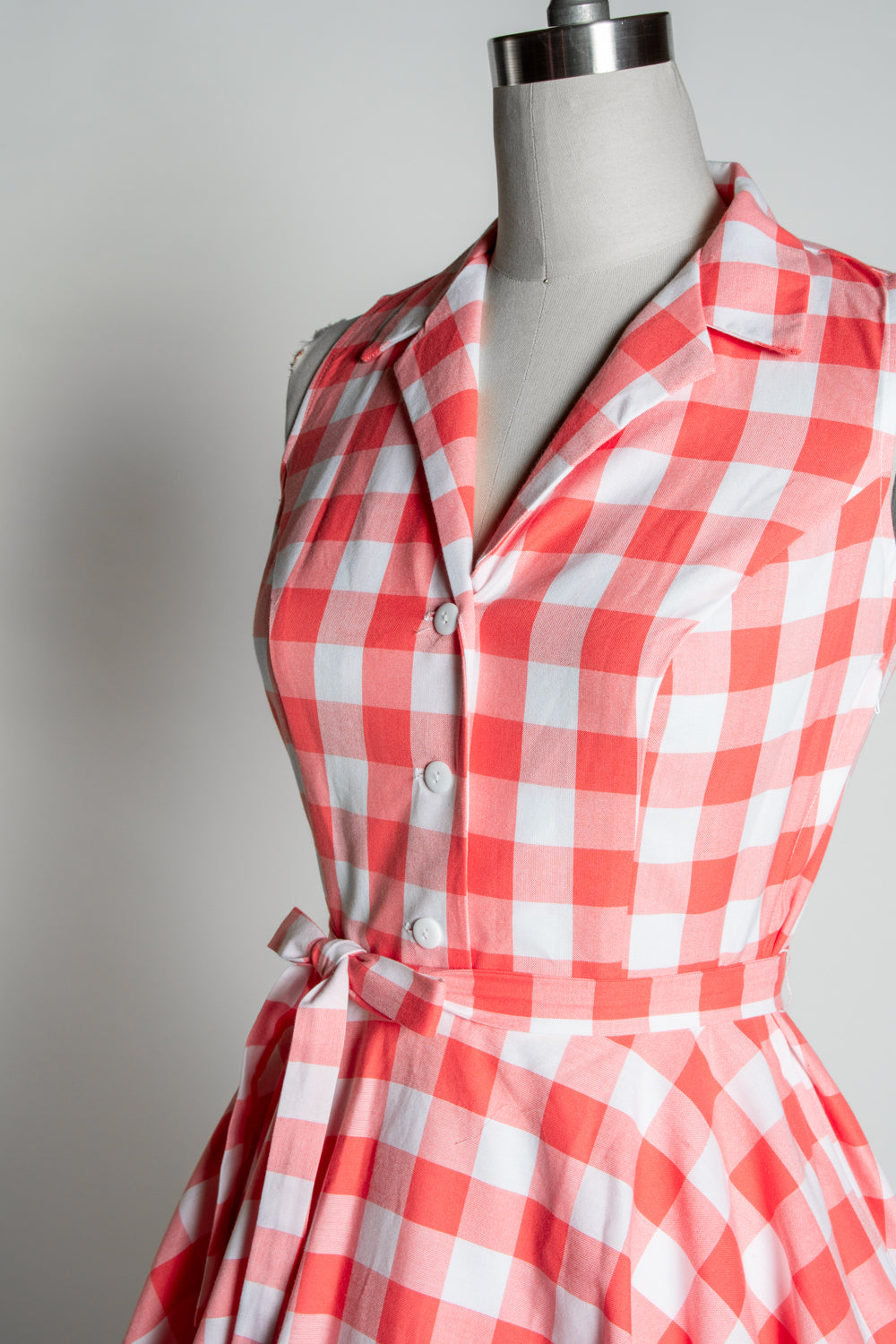 Staci Dress- Big Gingham, Coral