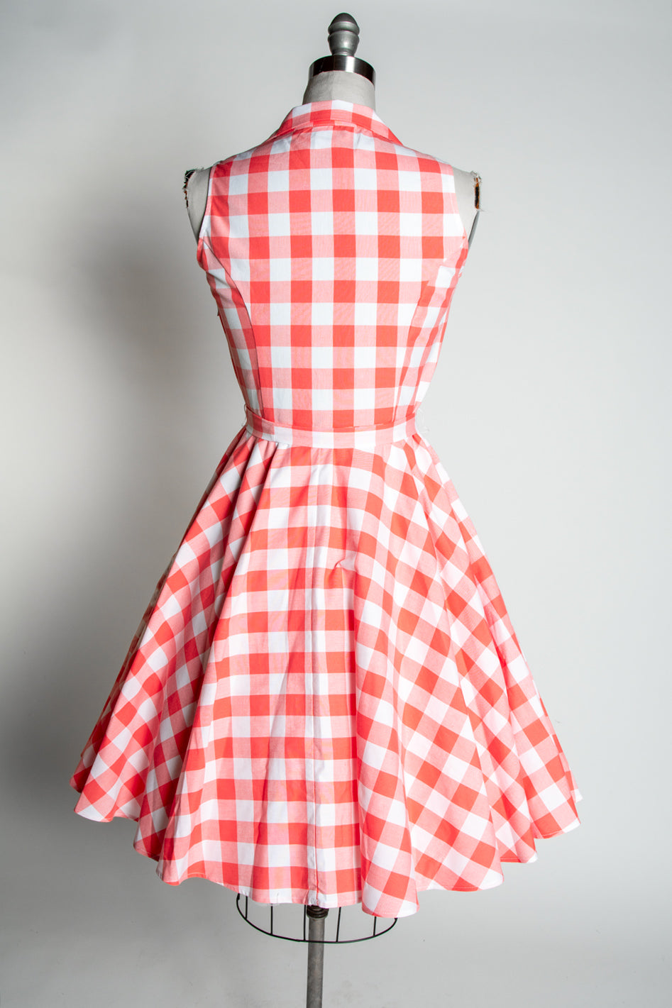 Staci Dress- Big Gingham, Coral