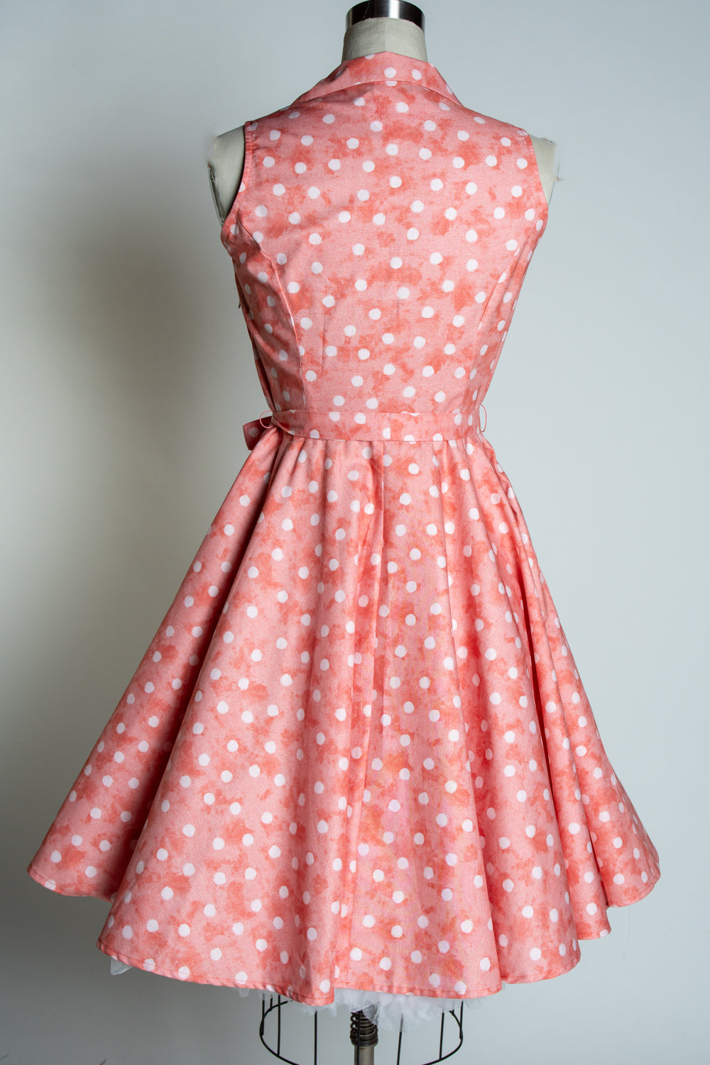 Staci Dress- Watercolor Dot, Coral