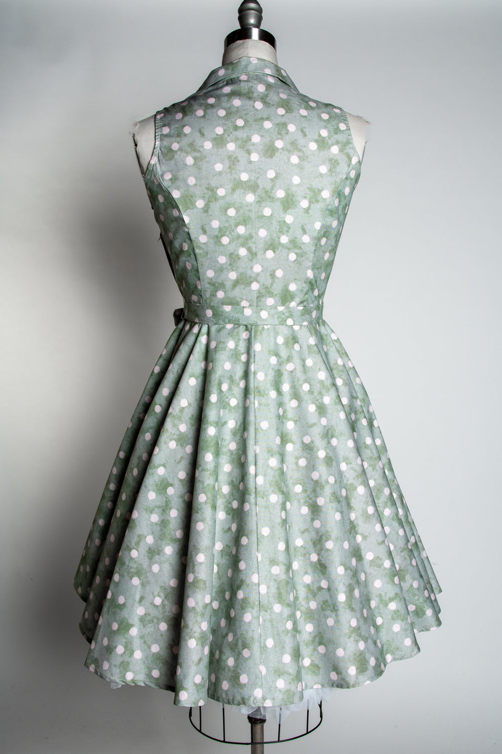 Staci Dress- Watercolor Dot, Sage