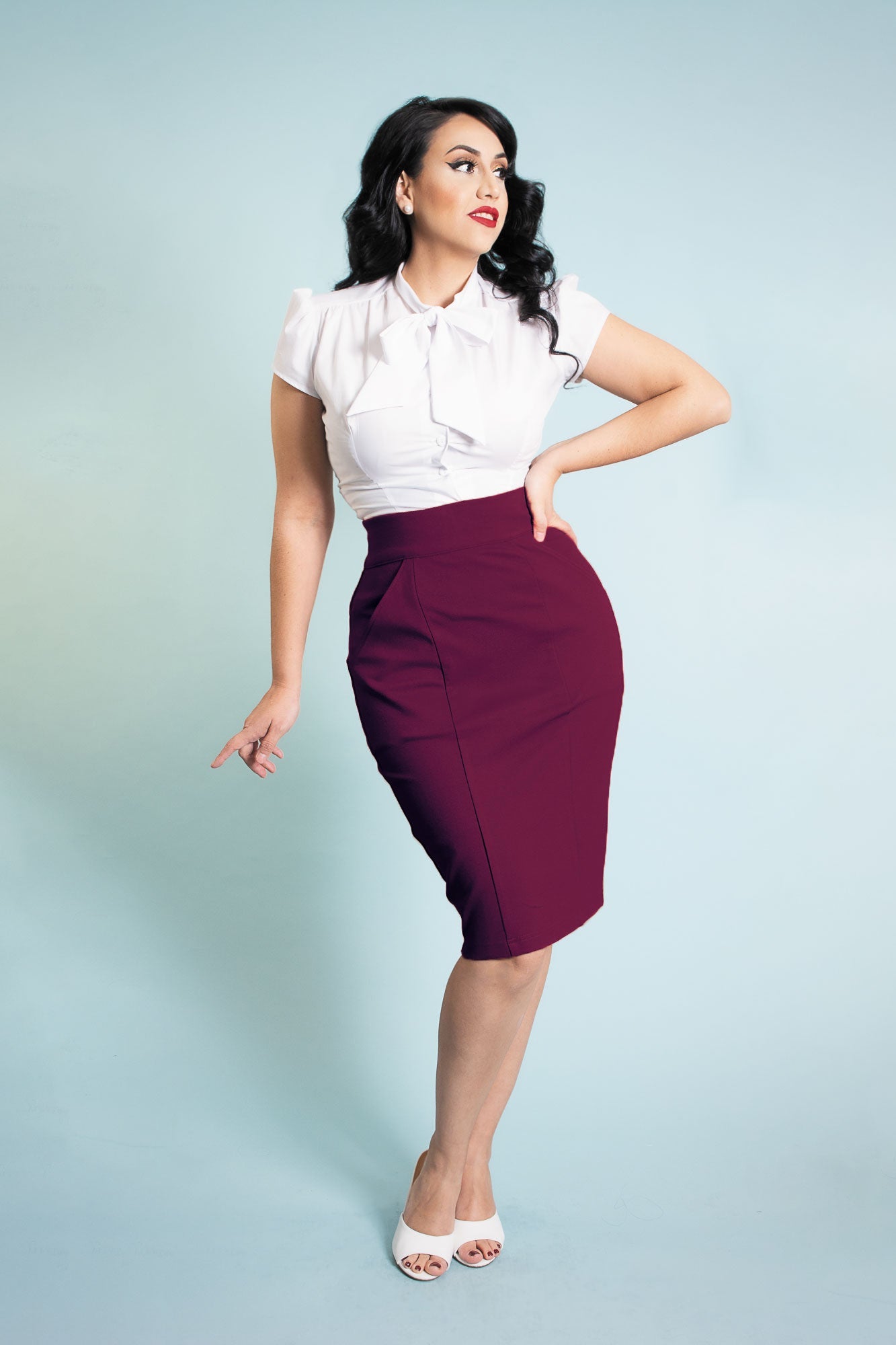 Princess Pencil Skirt - Burgundy