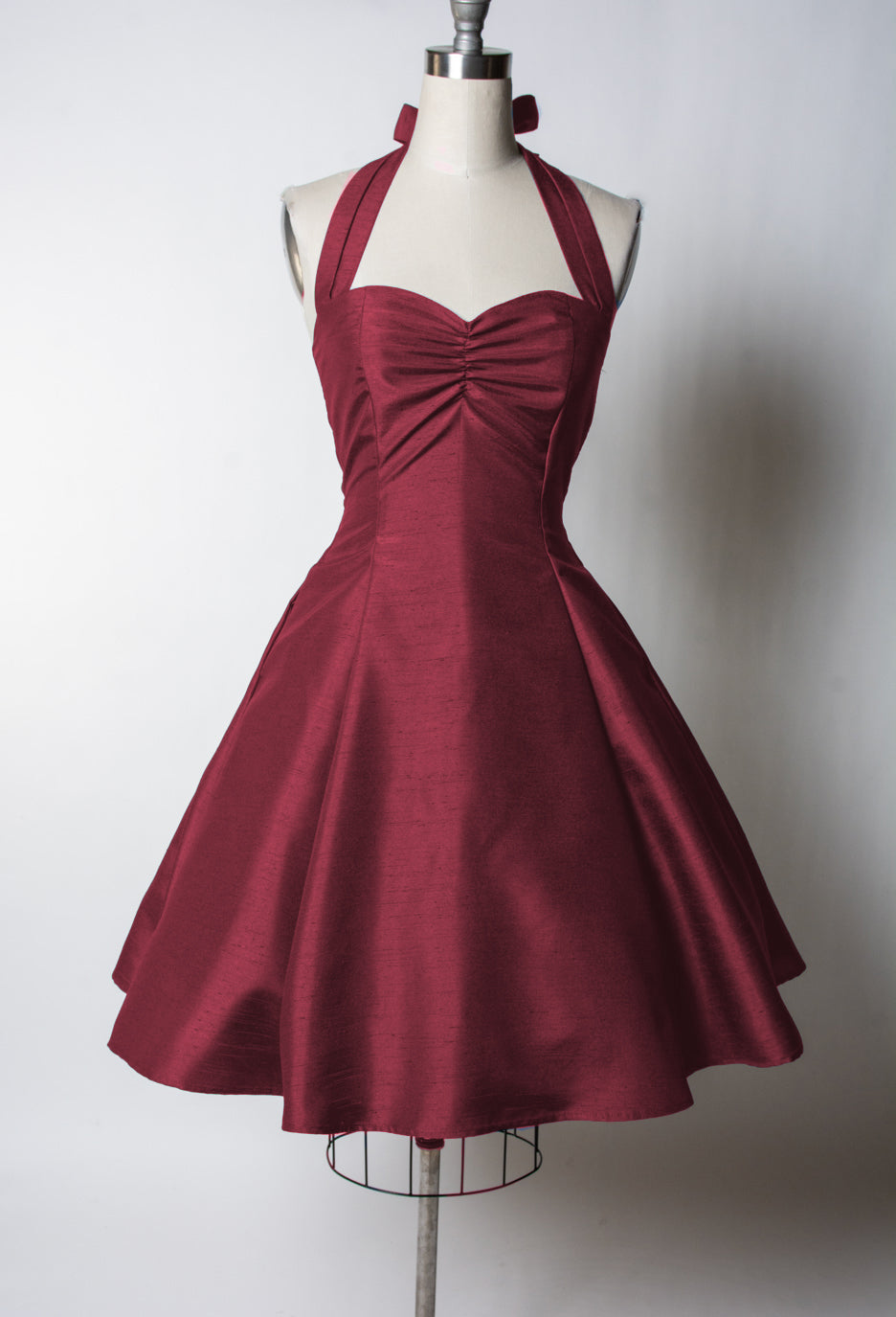 Sweetie Dress- Shantung, Burgundy