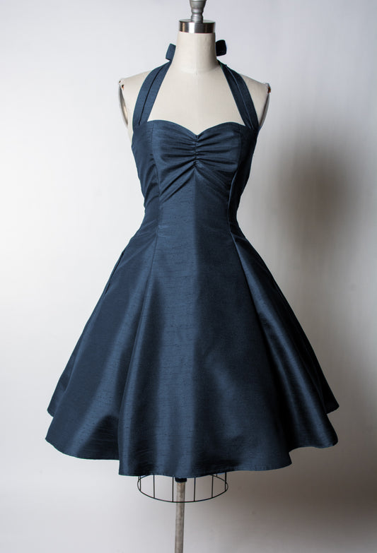 Sweetie Dress- Shantung, Navy