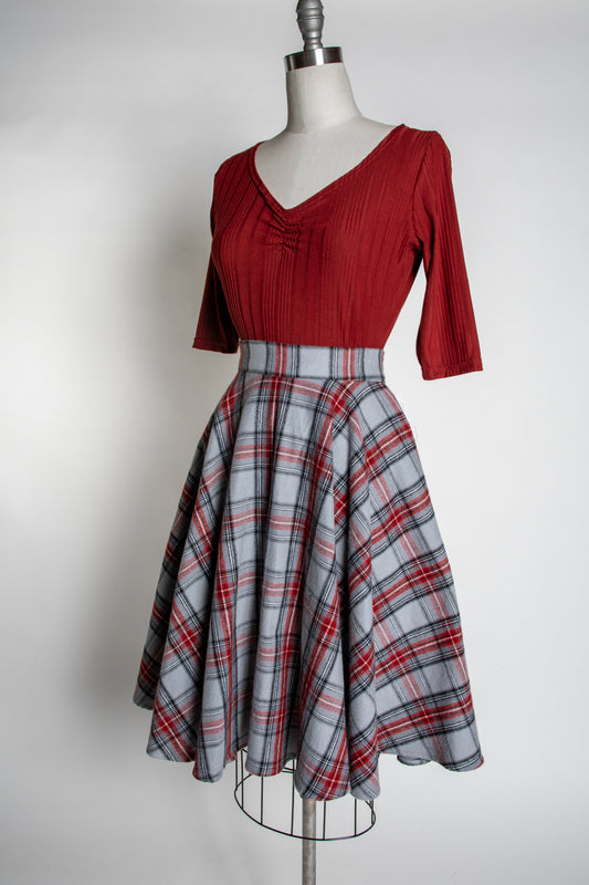 Haute Circle Skirt - Flannel, Grey Plaid