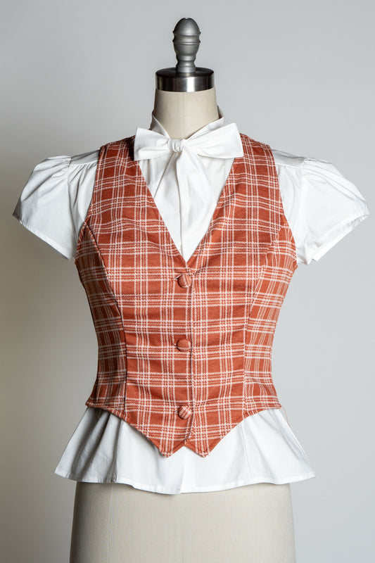 Veronica Vest- Spice Plaid