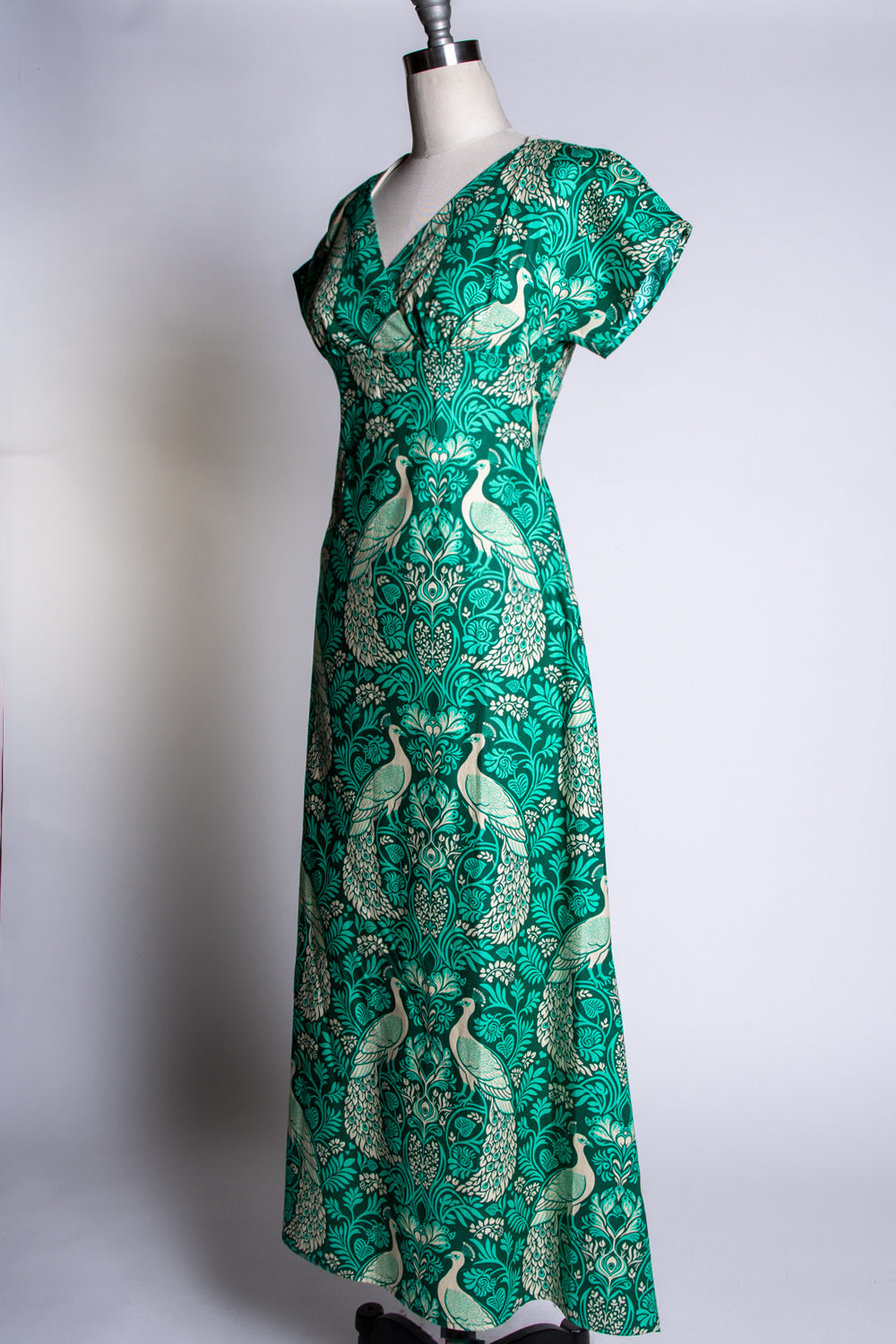 Wanda Maxi Dress - Peacock Damask, Green