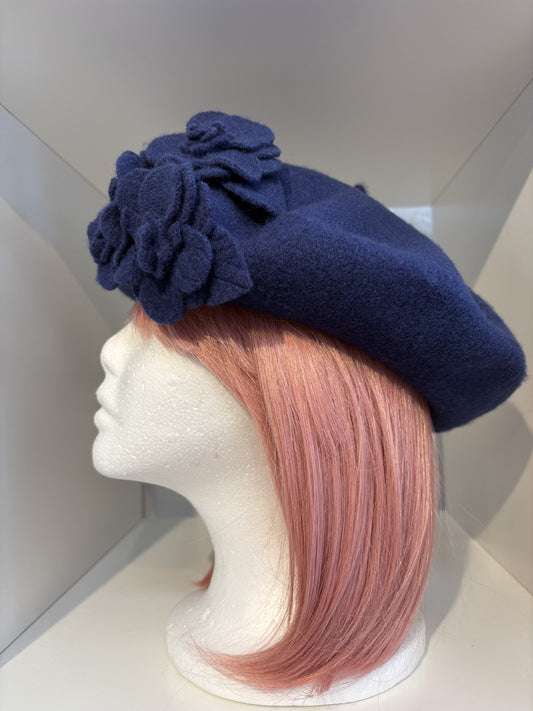 Beret - Navy Flower