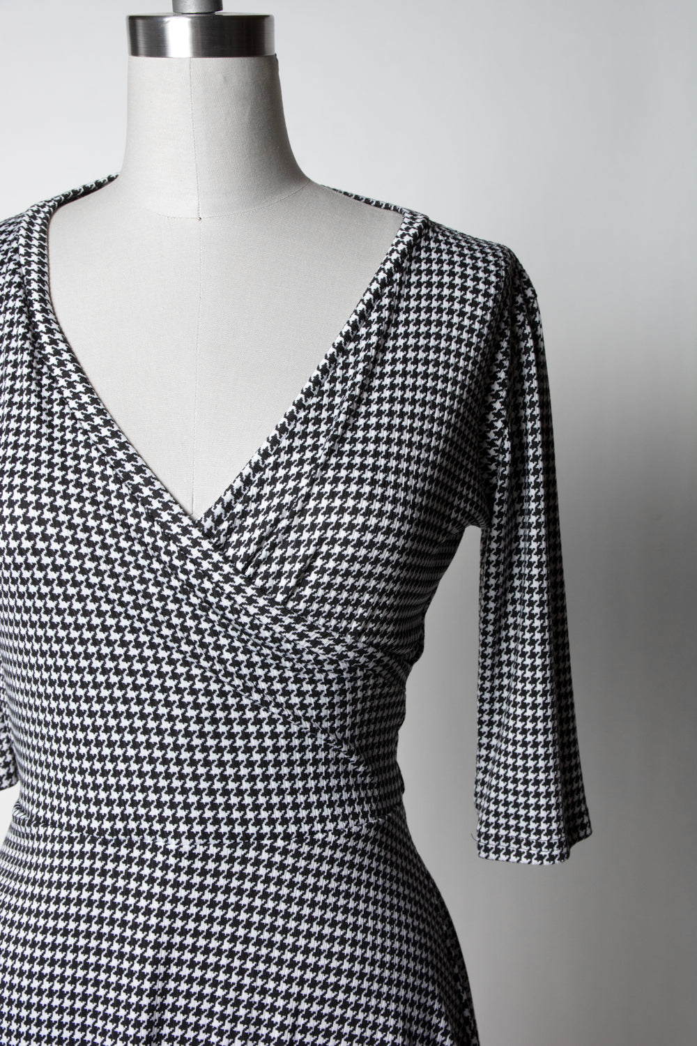 Joanie Knit Dress 3/4 Sleeve - Mini Houndstooth