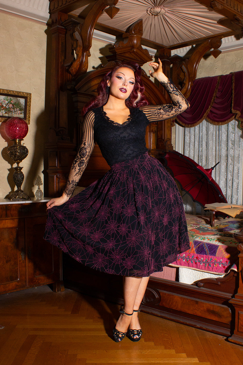 Winchester Mystery House® X TOBS Spiderwebs in the Attic Gathered Skirt