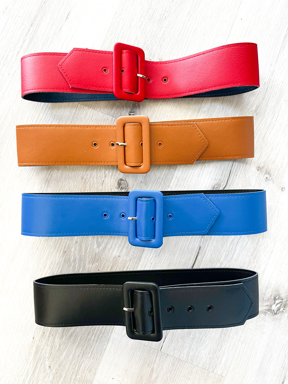 Grommet Belt - Vegan Leather, Red