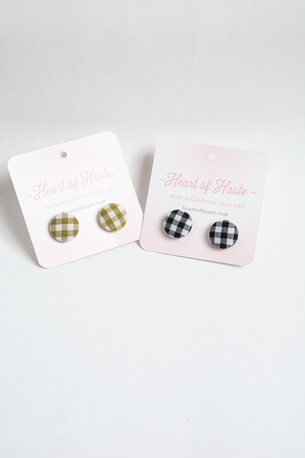 Button Earrings- Classic Gingham