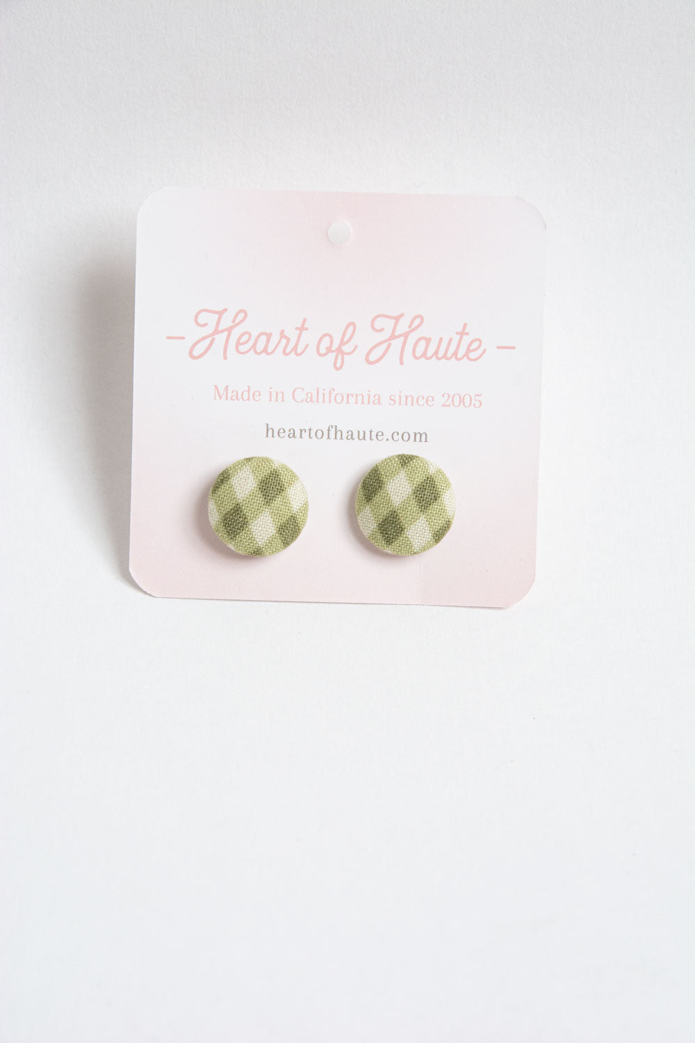 Button Earrings- Diamond Plaid