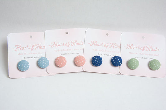 Button Earrings- Pindot